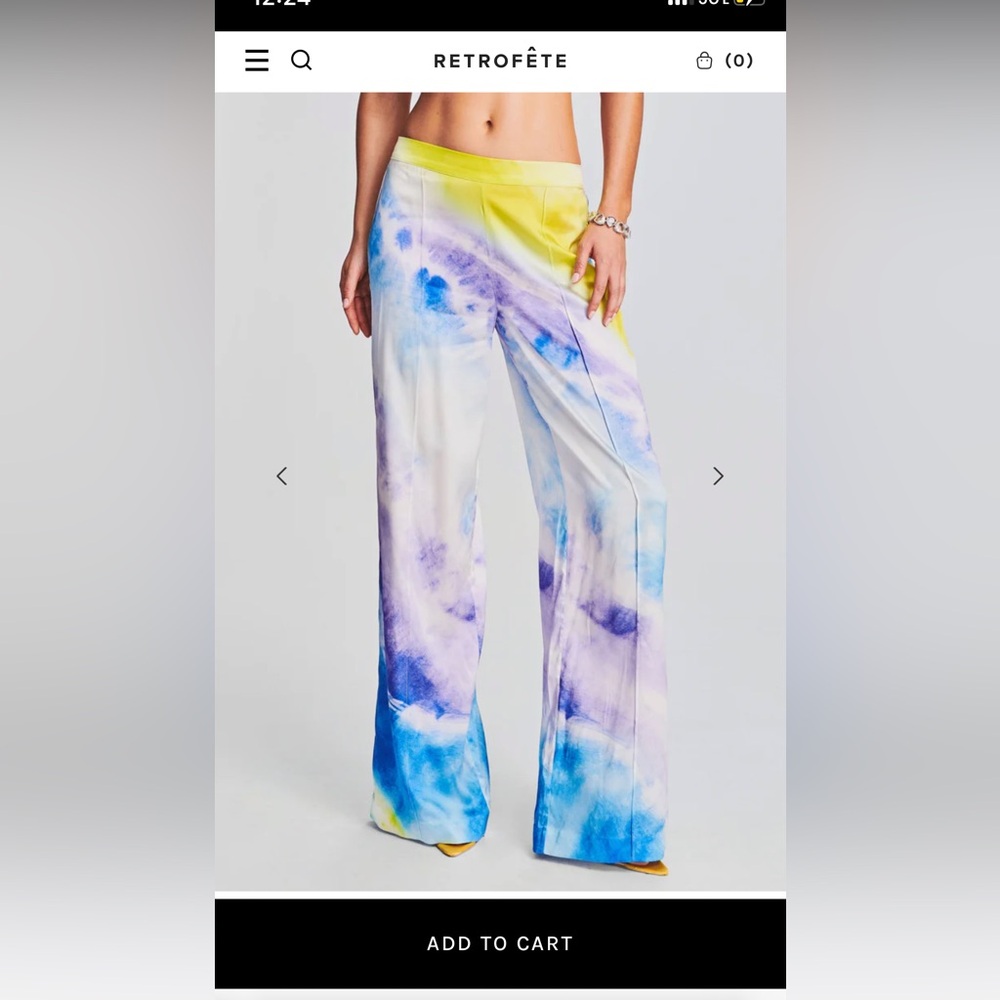 Retrofete silk tie dye pant - size small NWT